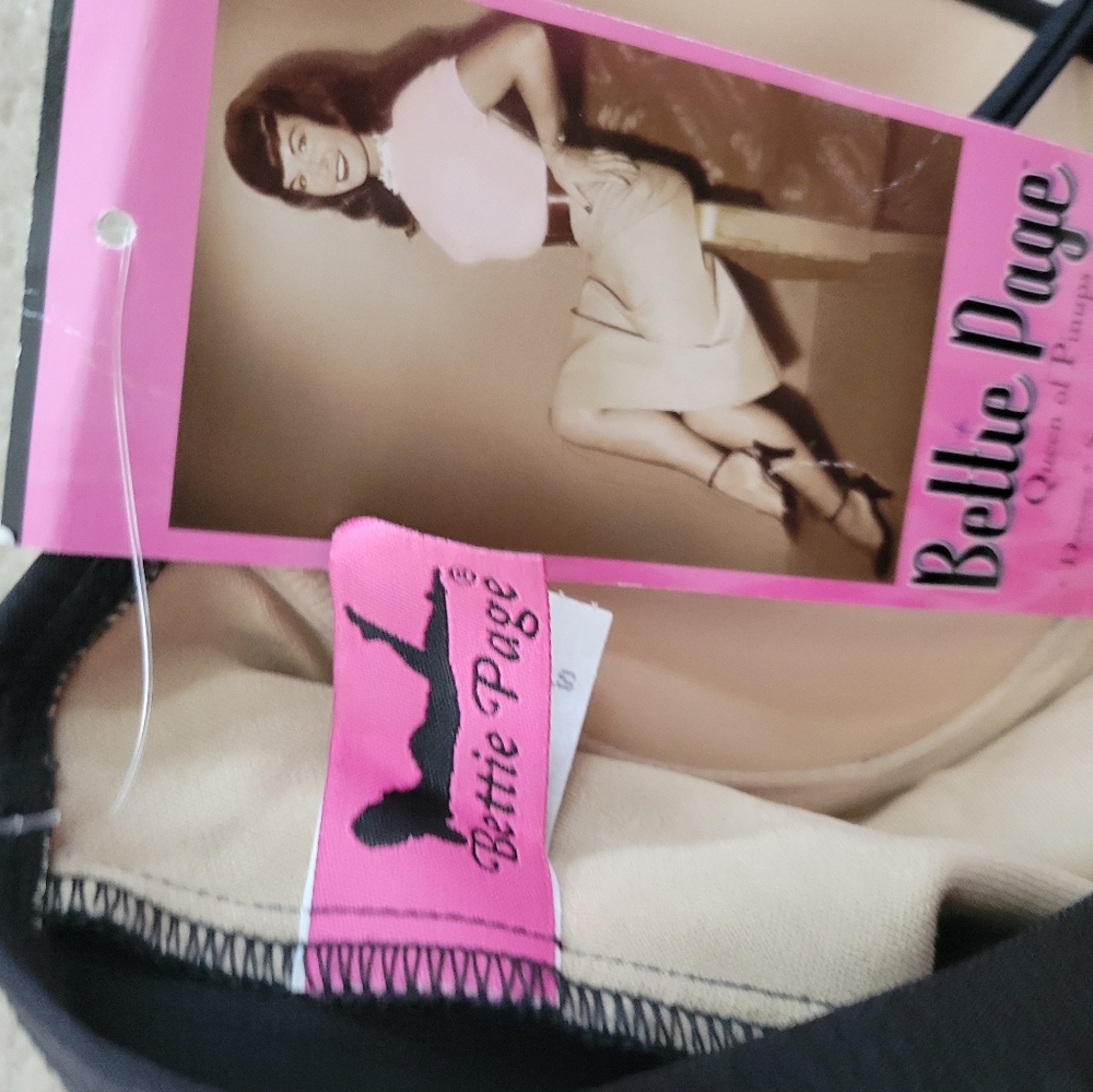 Bettie Page Swatch Bandeau Shaped Cup Swim Dress Size 10 Black Vintage Style - Picture 9 of 11